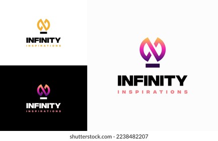 Idea de bulto infinito Diseños de logotipos vectores de concepto, plantilla de logotipo de bulbo de educación
