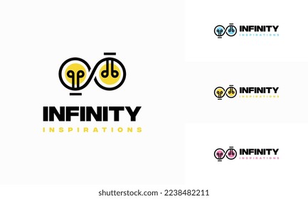 Idea de bulto infinito Diseños de logotipos vectores de concepto, plantilla de logotipo de bulbo de educación