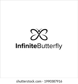 infinito con diseño de logotipo simple mariposa