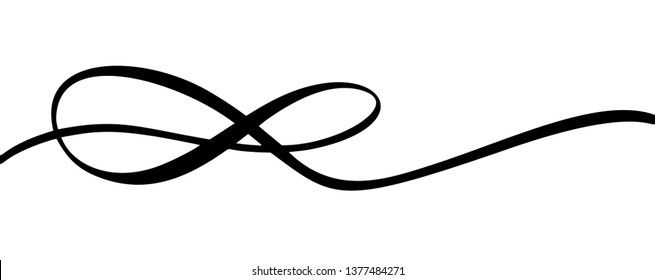 Infinity calligraphy vector illustration symbol. Eternal limitless emblem. Black mobius ribbon silhouette. Modern brush stroke. Cycle endless life concept. Graphic design element for card and logo