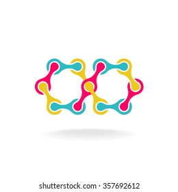 Infinity chain with segments colorful rainbow logo