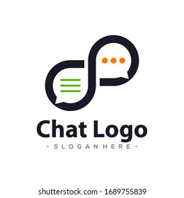 Diseño de plantilla de logotipo de chat infinito. Ilustración vectorial.