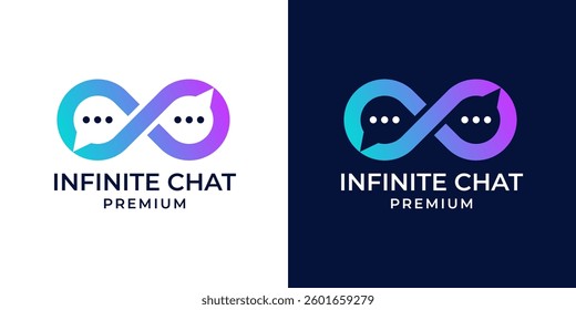Infinity chat symbol, Good conversation logo, productive communication. Dialogue and discussion, teamwork and cooperation vector icon.