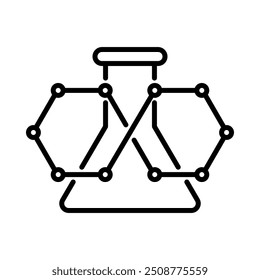 Produto químico infinito com erlenmeyer. Conceito de Ciência e Tecnologia. Estilo da estrutura de tópicos. Vetor. Isolar no fundo branco.