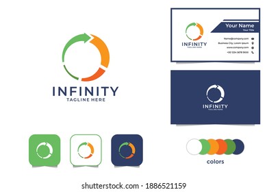 infinity circle with arrow logo design and business card