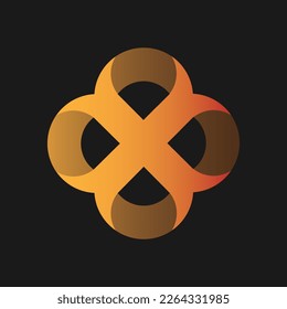 Infinity circle cross diagonal logo design template 