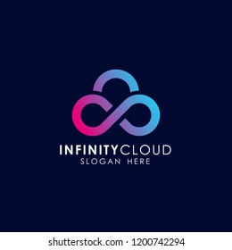 infinity cloud logo design icon template. cloud tech logo design