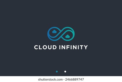 ilustración de silueta de Vector de diseño de logotipo de nube infinita