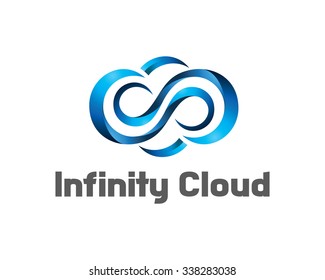 Infinity cloud logo design vector. Cloud logo template. 3D cloud symbol.