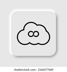 Infinity, cloud simple icon vector. Flat design. Neumorphism design.ai