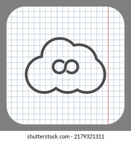 Infinity, cloud simple icon vector. Flat design. On graph paper. Grey background.ai