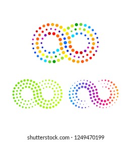 Infinity Colorful logo with Line Dots Circle shape, Looped symbol, Science and DNA molecule, Technology and Digital concept for your Corporate identity