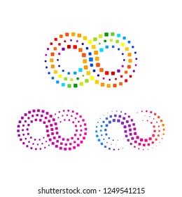 Infinity Colorful logo with Line Dots Rounded rectangle shape, Looped symbol , Science and DNA molecule, Technology and Digital concept for your Corporate identity