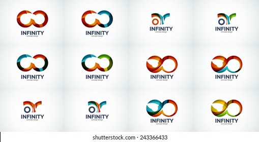 Infinity company logo icon set, business circle and ring design element of flowing overlapping shapes