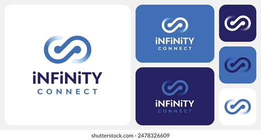 Diseño de logotipo de Vector de conexión infinita con efecto transparente en estilo moderno, simple, limpio y abstracto.