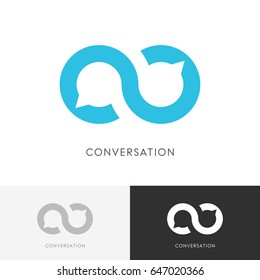 Infinity Conversation Logo - Endless Chat Symbol. Dialogue, Discussion And Talk Vector Icon.