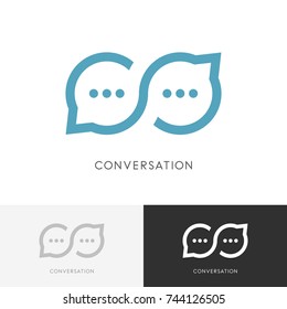 Infinity Conversation Logo - Endless Chat Or Good Talk Symbol. Constructive Dialogue, Discussion And Business Communication Vector Icon.