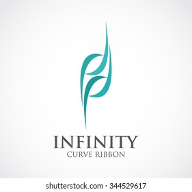 Infinity of curve ribbon group abstract vector and logo design or template unity business icon of company identity symbol concept