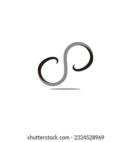 curvas de infinito símbolo de sombra de forma de cinta 3d logotipo de diseño vector