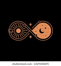 Infinity Day and night vector design illustration, t shirt, poster, sticker and more