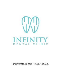 infinity dental clinic logo, abstract tooth with line style vector