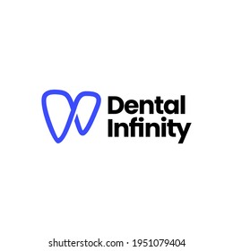 infinity dental dentist tooth teeth mobius logo vector icon illustration