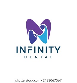 infinity dentista dental dientes dentales mobius logo vector ilustración	