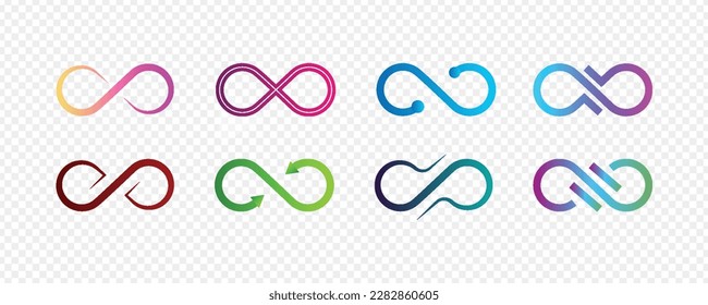 infinity design logo icon set. infinity symbols collection. eternal, limitless, endless, life.