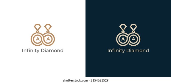 Infinity Diamond Logo Concept sign icon symbol Design. Diamond and Infinity Symbol Combination with Letter A. Vector illustration logo template