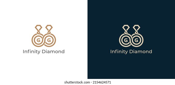 Infinity Diamond Logo Concept sign icon symbol Design. Diamond and Infinity Symbol Combination with Letter G. Vector illustration logo template