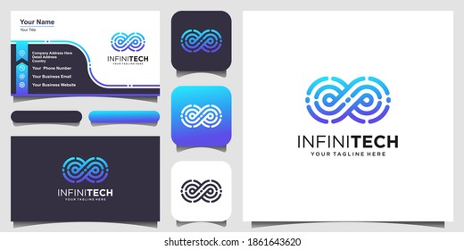 Infinity digital technology Logo design looped linear vector template.