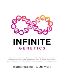 Logotipo de la genética del ADN Infinity. Símbolos de infinito, ilimitado, eterno. Infinito, eternidad, infinito, sin fin, símbolos de bucle.