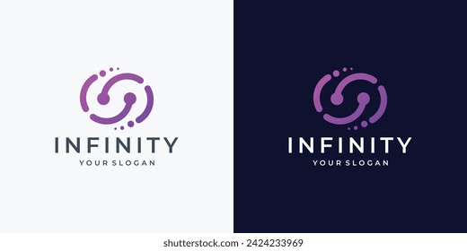 infinity dot tech diseño de logo inspiración. estilo line art moderno infinito, símbolo loop branding.