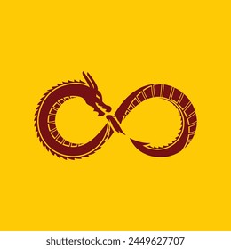 Infinity dragon logo design concept. Simple, modern and serious style. Dragons symbolize truth, luck, goodness, strength, and prosperity.