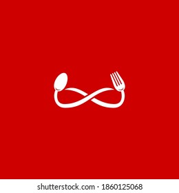 Infinity Eat Unlimited Food Logo Icon Symbol Template With Fork And Spoon