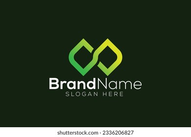 Infinity Eco green leaf logo design vector template