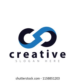 infinity with electric symbol abstract logo icon vector