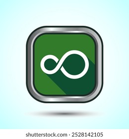 Infinito, Eternidade, Ilustração de design de ícone, Ícone infinito para aplicativos e sites, Design de botão de sombra verde 