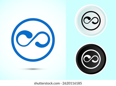Infinito, Eternidade, ilustração de design de ícone, símbolo de sinal infinito em cor, preto e branco