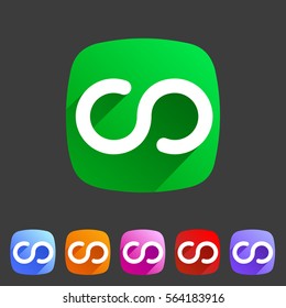 Infinity eternity icon flat web sign symbol logo label set