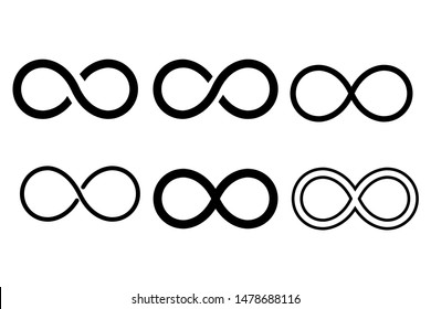 Infinity eternity symbol in variations set design. Infinity icon in variation set design template. Vector illustration.