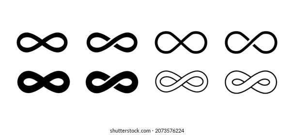 Infinity And Eternity Vector Icons Set. Endless Loop Sign And Logo