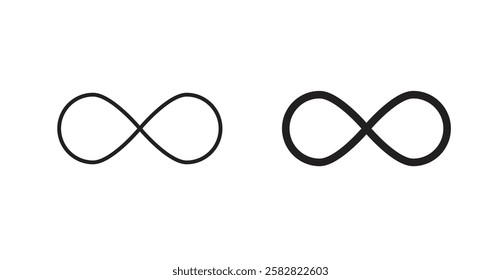 Infinity filled and outlined icons vectors on white background