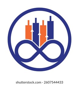 Infinity finance chart vector logo design icon. infinite chart icon illustration.
