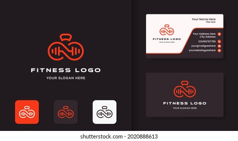 infinity fitness logo design using outline concept and business card