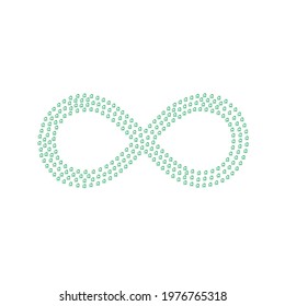Infinity with flat home symbol green color vector illustration Isolated on a white background