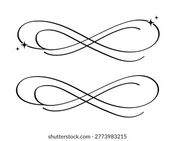 Infinity Flourish Divider with Sparkles, Elegant Calligraphy Swirl Ornament