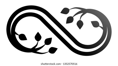 Infinity flourish symbol icon - black gradient outline, isolated - vector illustration