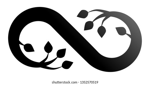 Infinity flourish symbol icon - black gradient, isolated - vector illustration