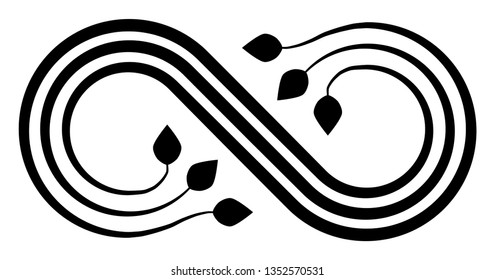 Infinity flourish symbol icon - black, isolated - vector illustration